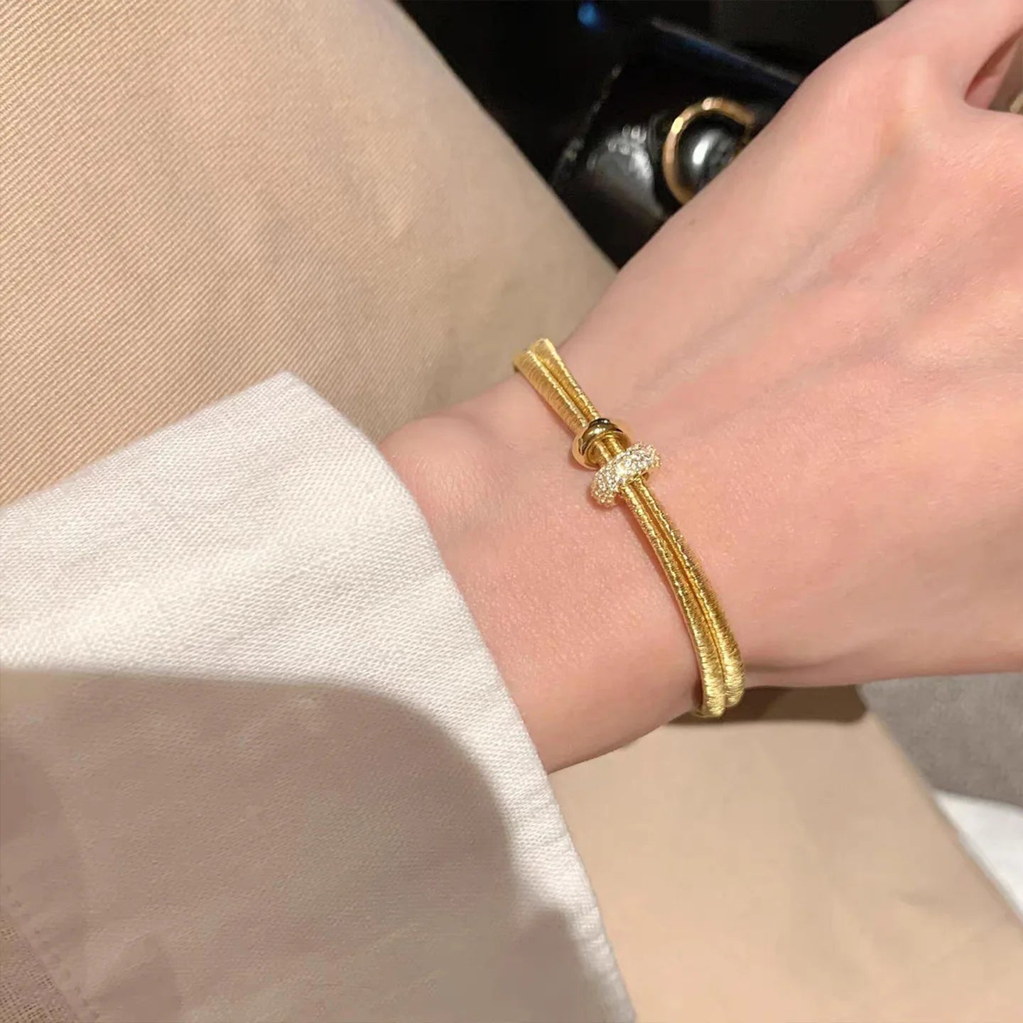 MuShan Jewelry Factory Italian Silk-style Gold-plated Light Luxury Full Diamond Running Ring Bracelet