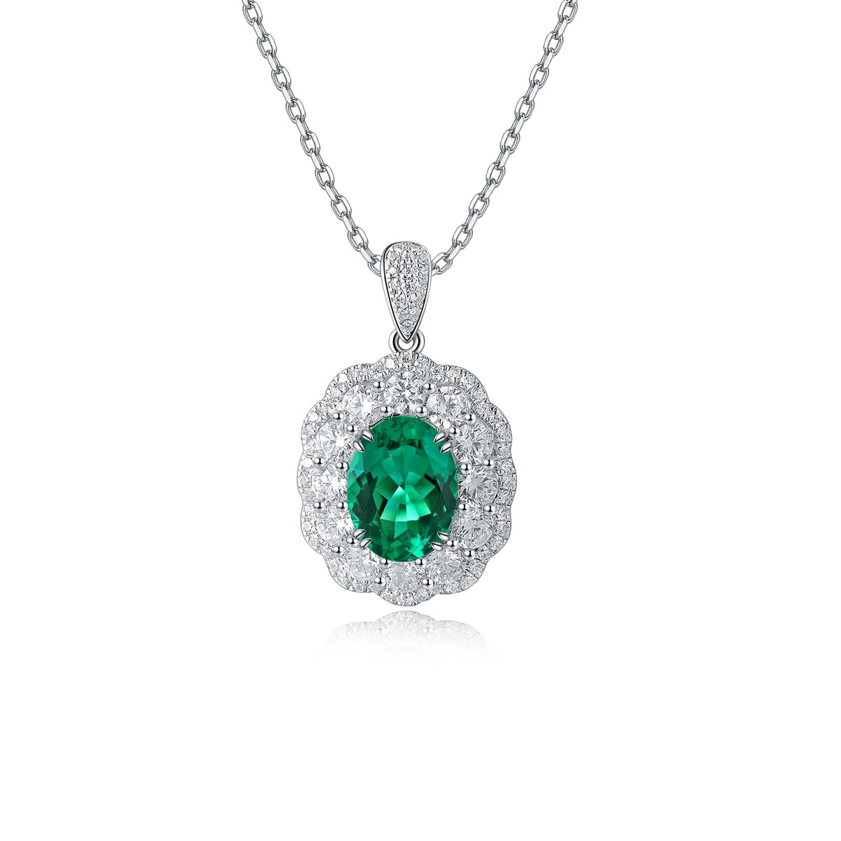 Gemfiori Factory Direct Sale Lab Grown Ruby Blue Sapphire Emerald Moissanite Gemstone Pendant Necklace 925 Sterling Silver Flower Jewelry