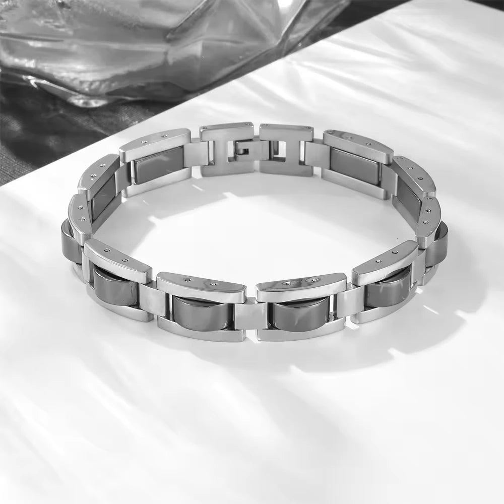REBEL New Design Unisex Motorcycle Chain Biker Jewelry Stainless Steel Bracelet with Charms
