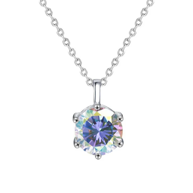 1pc Moissanite Necklace 1CT D Color Solitaire Pendant S925 Silver Chain Daily Elegant Jewelry Gift for Her