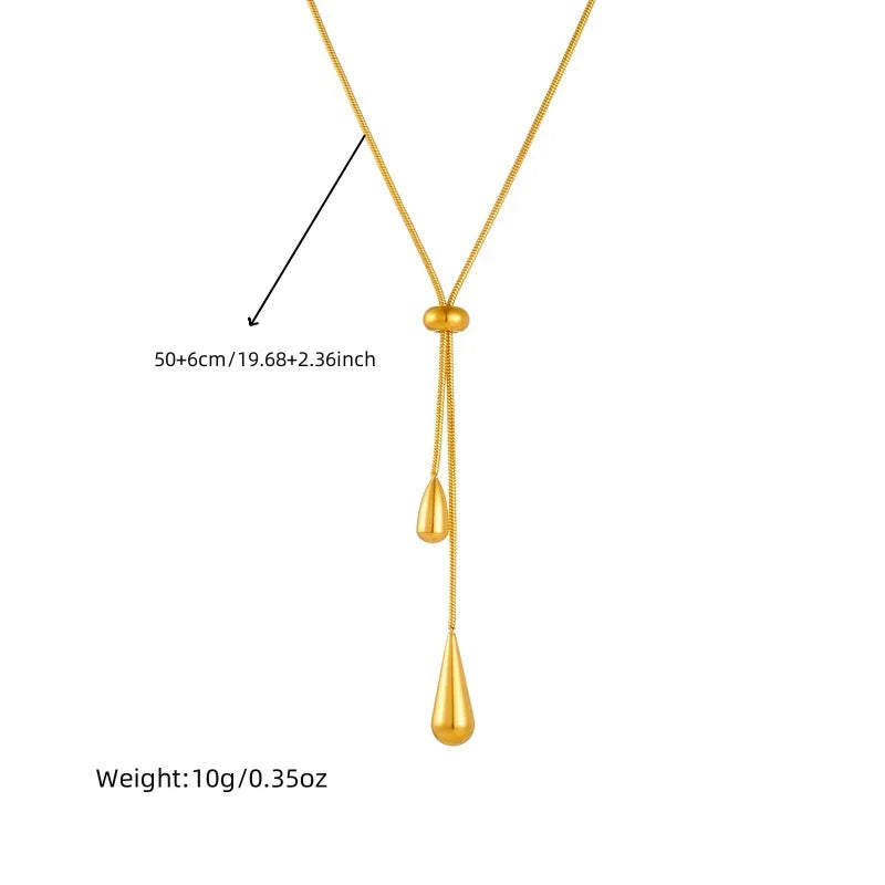 Gold Tassel Teardrop Necklace & Earrings Jewellery Set | Boho Glamour Fashion Set
