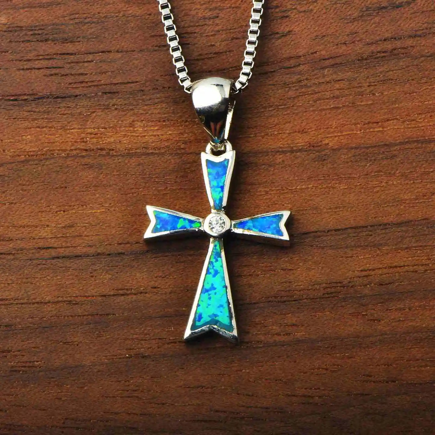 Cross MotifTheme Fish Hook Necklace Aobao Opal Inlaid Starfish Detail Fashion Jewelry