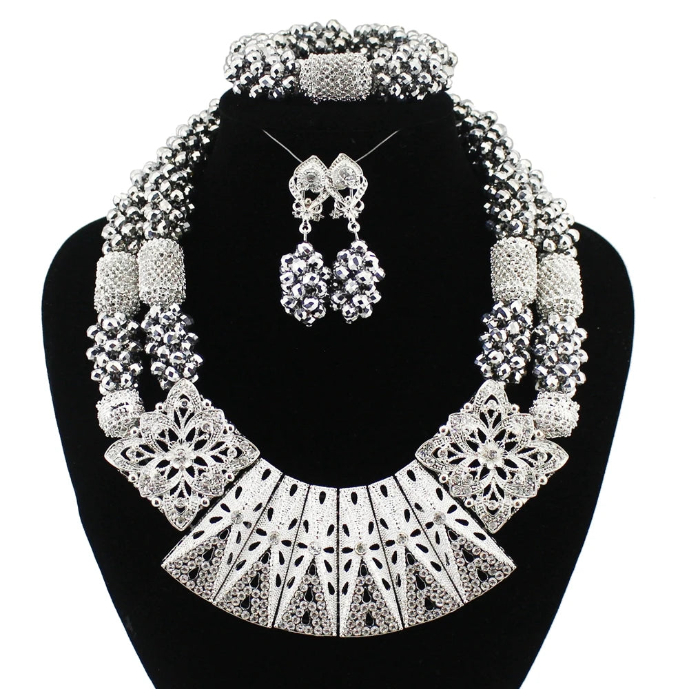 Zhuerrui Luxurious Nigerian Traditional Red Bead Necklace and Earring Set Gold-Plated African Bridal Wedding Jewelry YL167