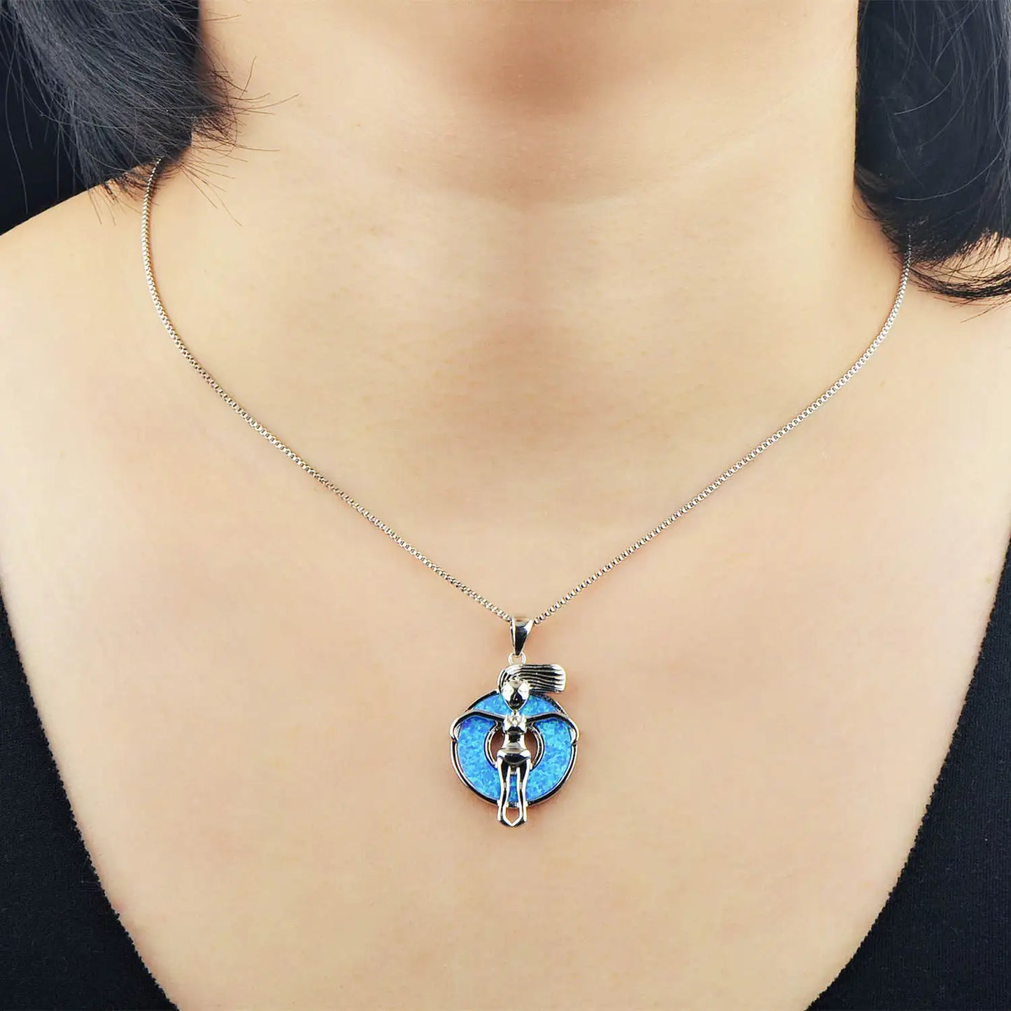 Graceful Figure Pendant Necklace Aobao Opal Inlaid Fashion Jewelry