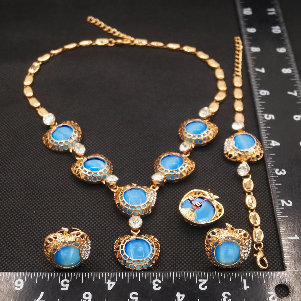 Zhuerrui Very Big Earring Heart I Love You Xoxo Jewelry Sets Tricolor Lovely Women Brazilian Necklace Jewelry Set in Stock