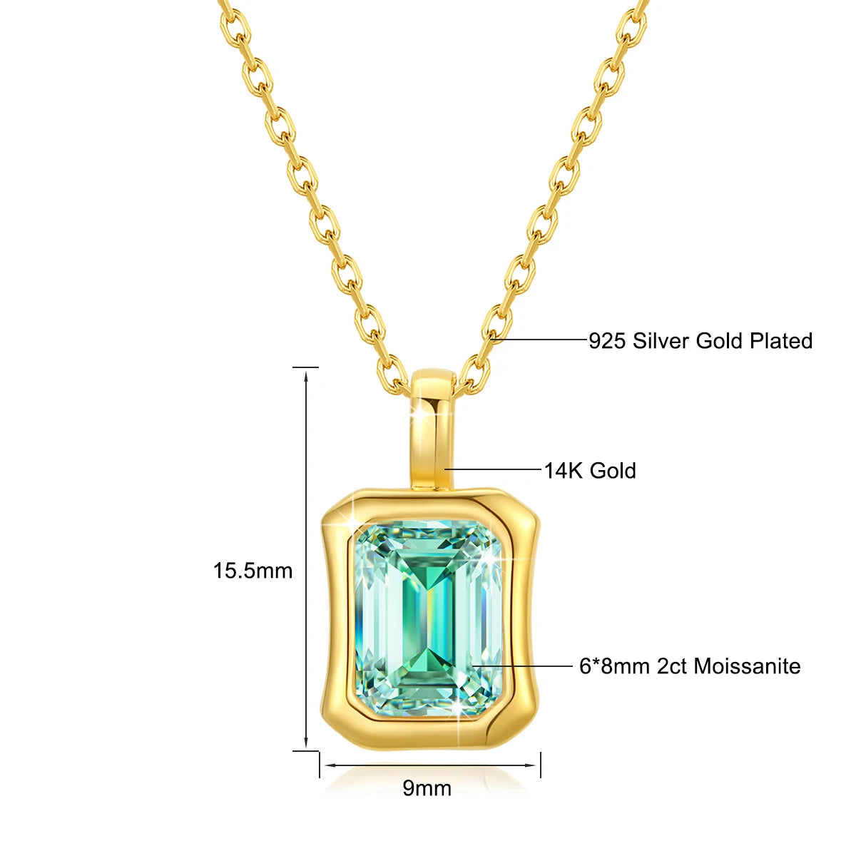 Gioiellieri Factory Certified Bezel Set VVS Mossanite 14K Gold Pendant Link Chain Necklace for Men Women Small Batch Custom Logo Oem Odm