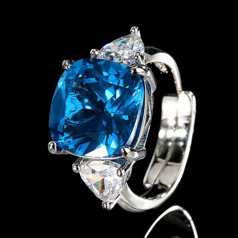 Fashion Elegant Eco-friendly Copper 12*12mm Blue Zircon Brass Pendant Earrings Set Jewellery Sets for Women High Quality