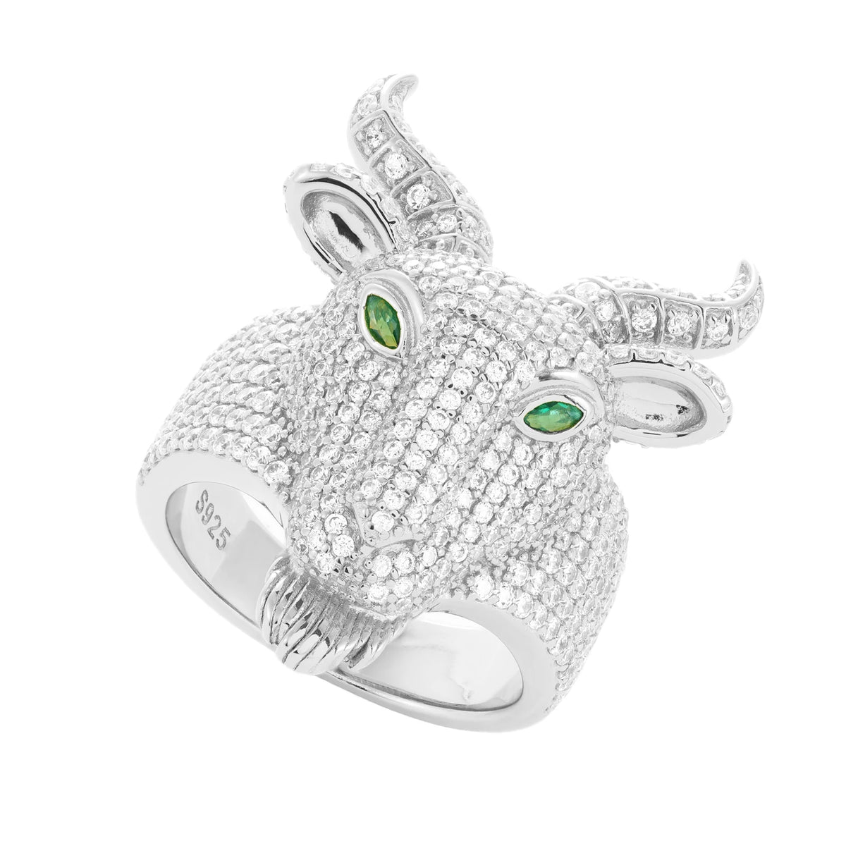 BiG-BOSS Hip Hop Mens Luxury Jewelry Gift Iced Out Bling 925 Sterling Silver VVS D Color Moissanite Evil Goat Gemstone Ring
