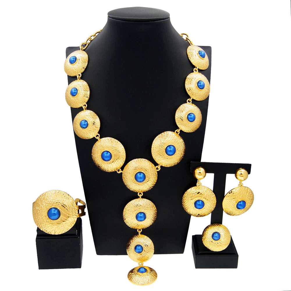 Zhuerrui Italian Gold Plated Jewelry Sets High Quality Brazilian Gold Jewelry Set Necklace Bracelet Chain Jewelry Set H00509