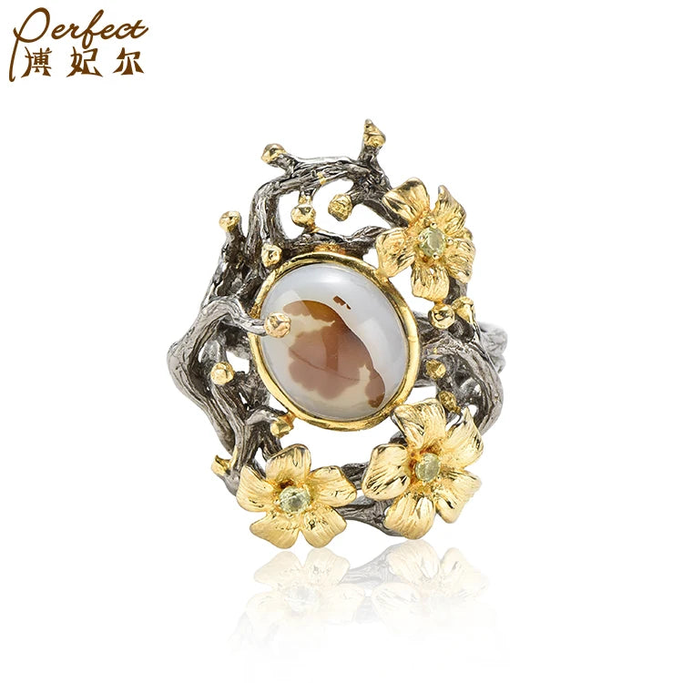 Fashion Design Latest Marine Chalcedony Jewelry Handmade 925 Sterling Silver Ring