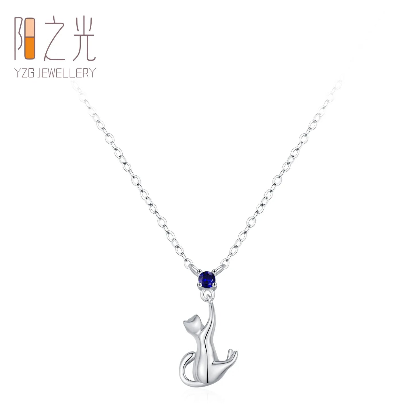 925 Sterling Silver Cute Little Cat Earring Necklace Set Fashion Personalized Animal Jewelry Gift Set
