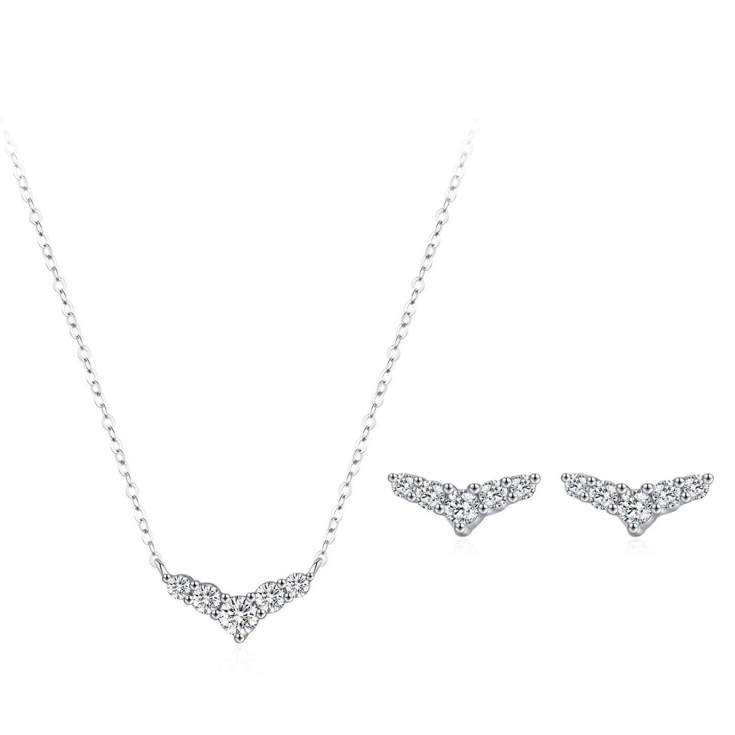 Ailmay Romantic 925 Sterling Silver Dolphin Tail Earring Necklace Set For Women's Valentine's Day or Anniversary Gift