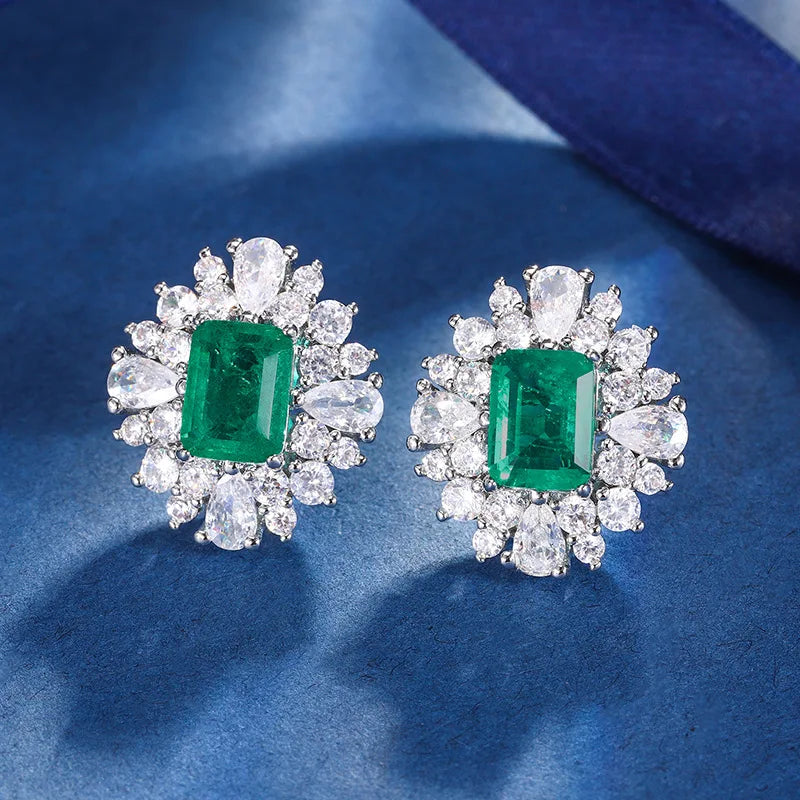 Gemfiori Light Luxury High-end Super Sparkling Zircon Pendant Earrings Ring Set Niche Temperament Simple Flower Jewelry
