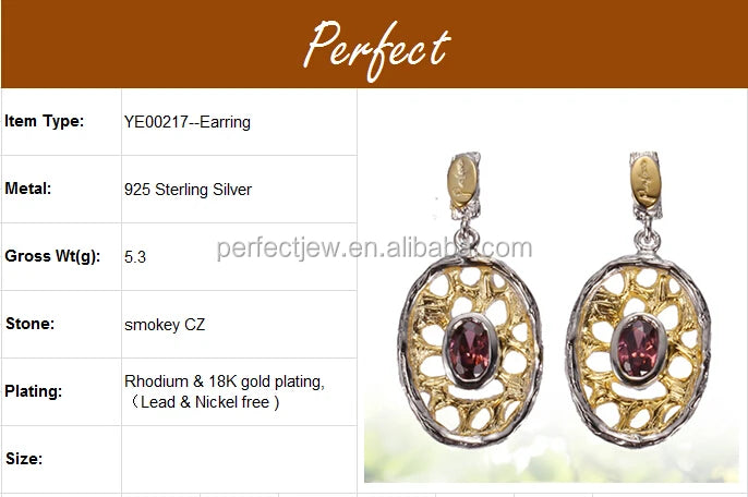Italian Style Oval Design 925 Sterling Silver Clip Earrings with Gold Plated
