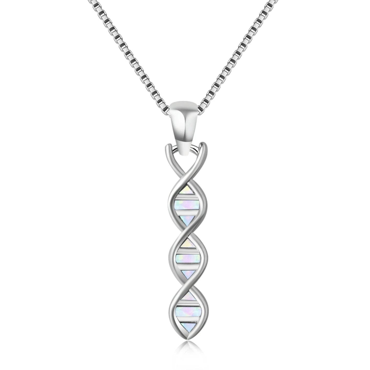Aobao Christian Silver Plated Geometric Copper Opal Lariat Box Chain Gift Necklace