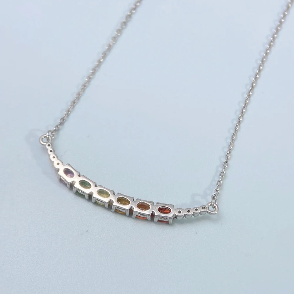 Gioiellieri Natural Multi Color Sapphire Necklace S925 Sterling Silver for Women Fine Jewelry September Birthstone Anniversary Gift Newest
