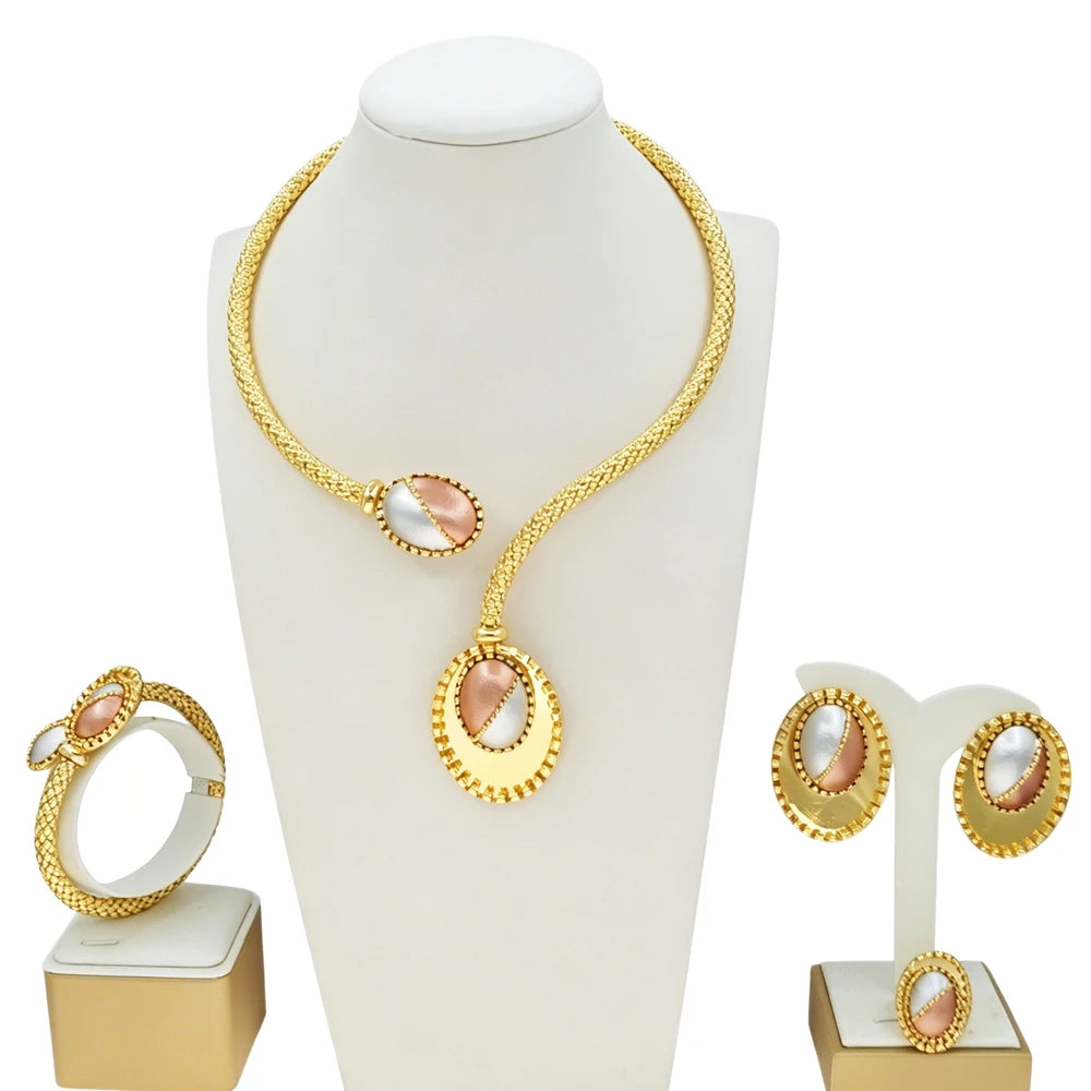 Italian Jewelry Set Alloy Brazilian Jewelry Sets Wedding Party Pendant Necklace Bracelet Ring Earrings Jewelry Set HS2603725
