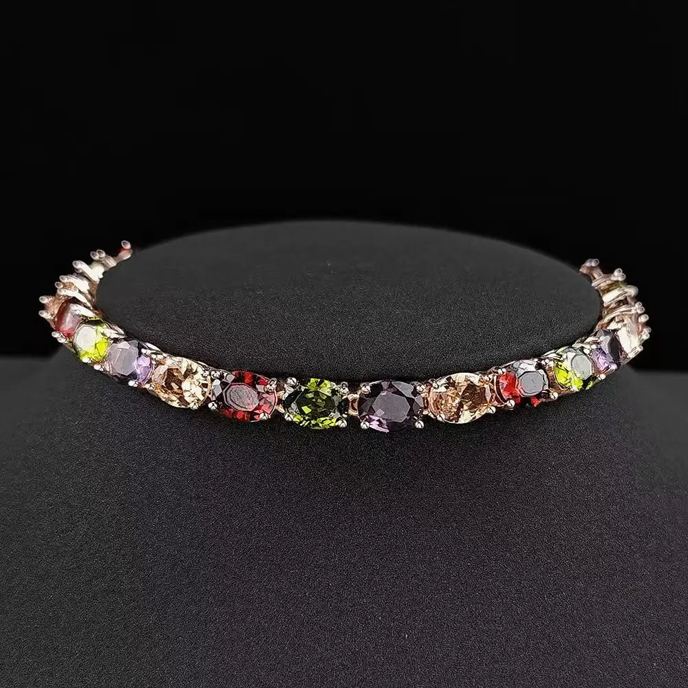 Exquisite High-End Tennis Chain High Quality Colorful Zircon Bracelet Personalized Fashion Style