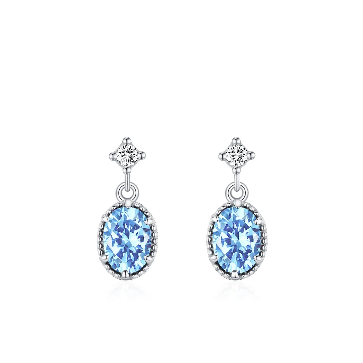 925 Sterling Silver Dreamy Ocean Heart Water Blue Diamond Necklace Earrings Advanced Design Jewelry Set Gift Set
