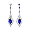 100% Lab Grown Blue Sapphire Luxury Handmade Solid Gold Drop Earrings with Real Diamonds Cute Style Party Gift Jewelry