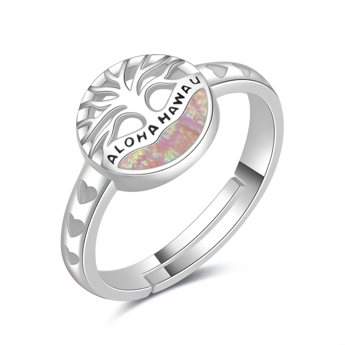 Leaf-Shaped Blue Opal Twisted Ring | Iridescent Gem Inlay Band | Nature-Inspired Fashion Jewelry for Women Trendy Wear
