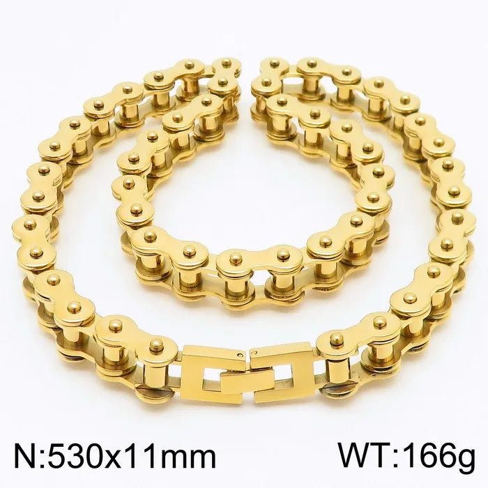 KALEN Shiny Bicycle Chain Stainless Steel Charm Necklace Mens Bracelets