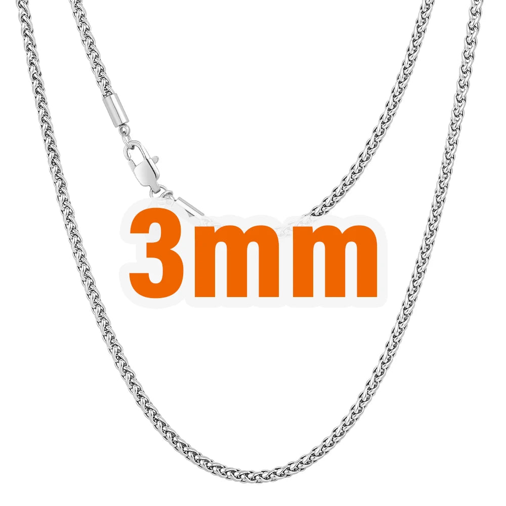 BiG-BOSS 2mm 3mm Wheat Chain 14K Gold Plated Keel Link Flower Basket Stainless Steel Jewelry Pendant Box Necklace for Women Men