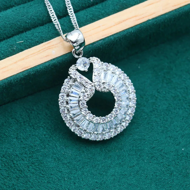 XOTICA Women's 18K Gold Plated Silver Jewelry round Design Zircon Pendant Gemstone Chain Necklace Fashion Jewelry Necklace