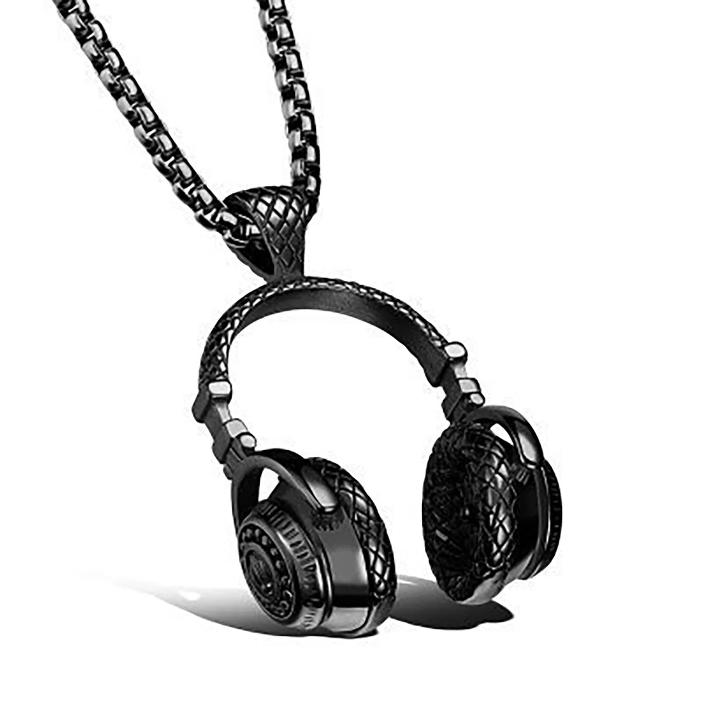 High Quality Custom Hip Hop Headset Design Jewelry Men's Stainless Steel Music Headset Dj Headphone Pendant Necklace