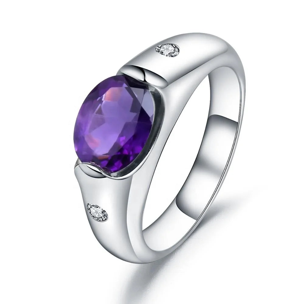 ArtistA Abiding Jewelry Factory Price Fancy Oval Cut 925 Sterling Silver Rings Fashion Natural Garnet Gemstone Ring for Men