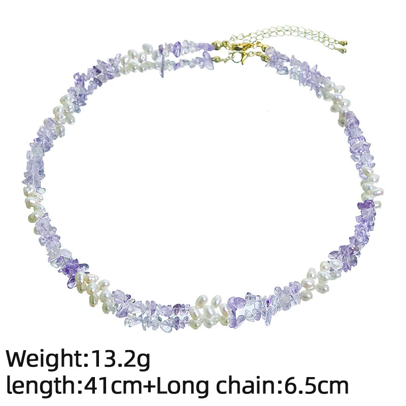 Natural Freshwater Pearl Amethyst Jewelry Set for Women Daily Wear Wedding Pearl Dainty Jewelry Set Bohemian Style Jewelry