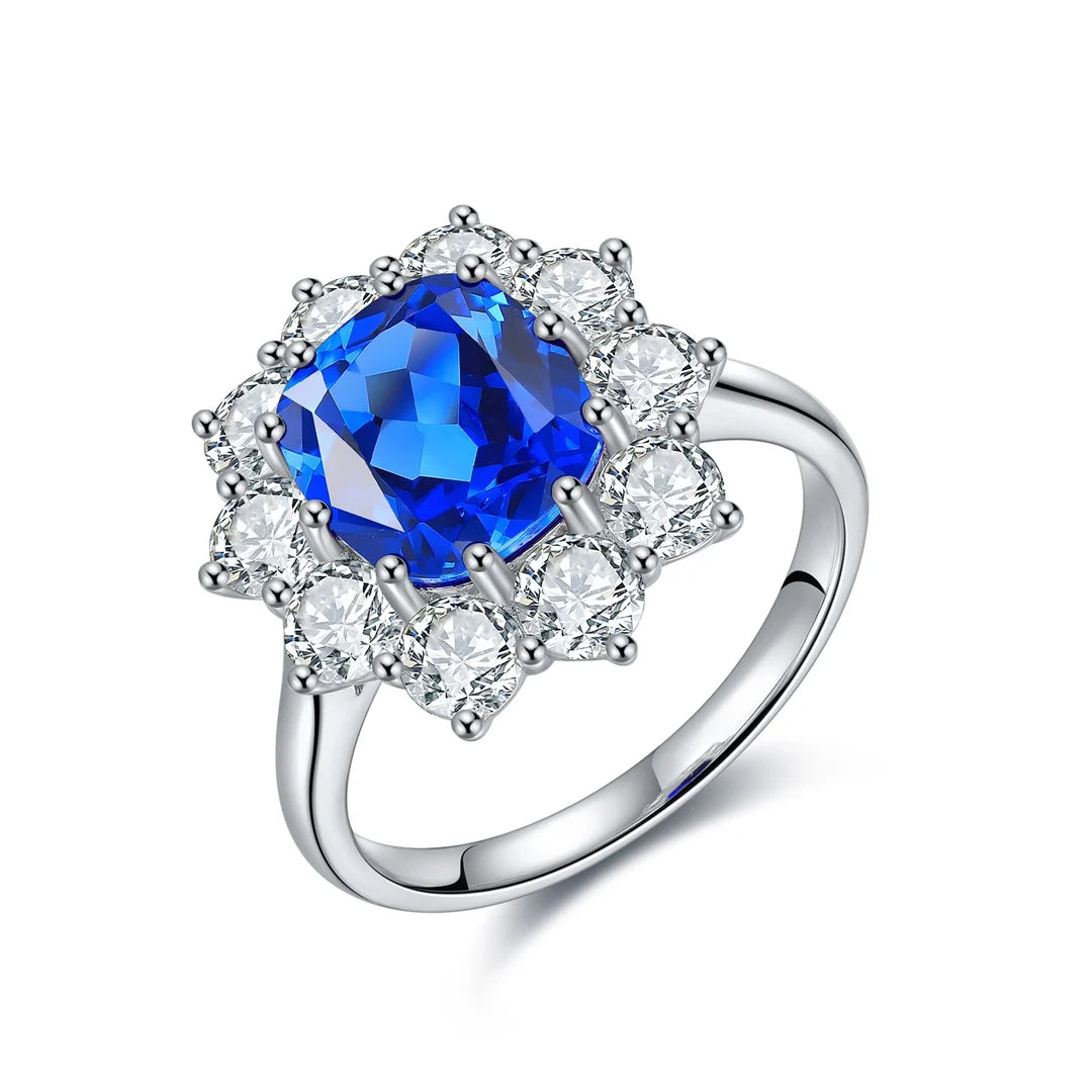 Gemfiori Miss Jewelry New Design 925 Sterling Silver Lab Grown Cobaltite Spinel Engagement Ring for Women