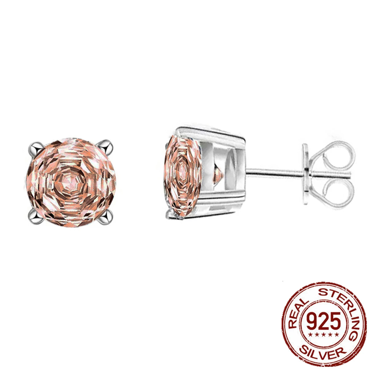 S&S 925 Silver Rhodium Plated Rose Flower Cut Zircon Stud Earrings – Collection