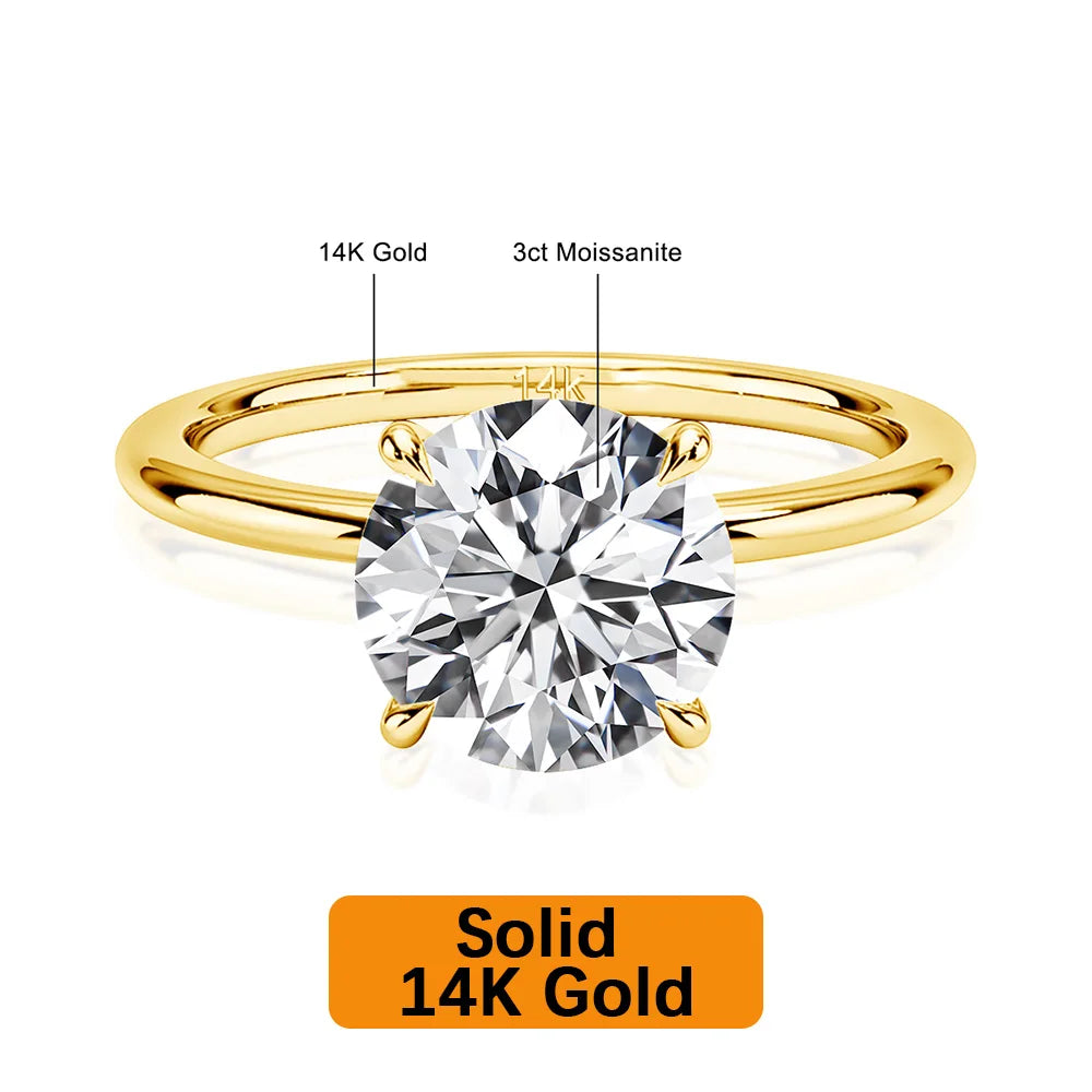 Gioiellieri 14K Gold Jewelry Maker 1 Carat 2 Carat 3 Carat Moissanite Diamond Hollow Gold Rings Woman Engagement Gift