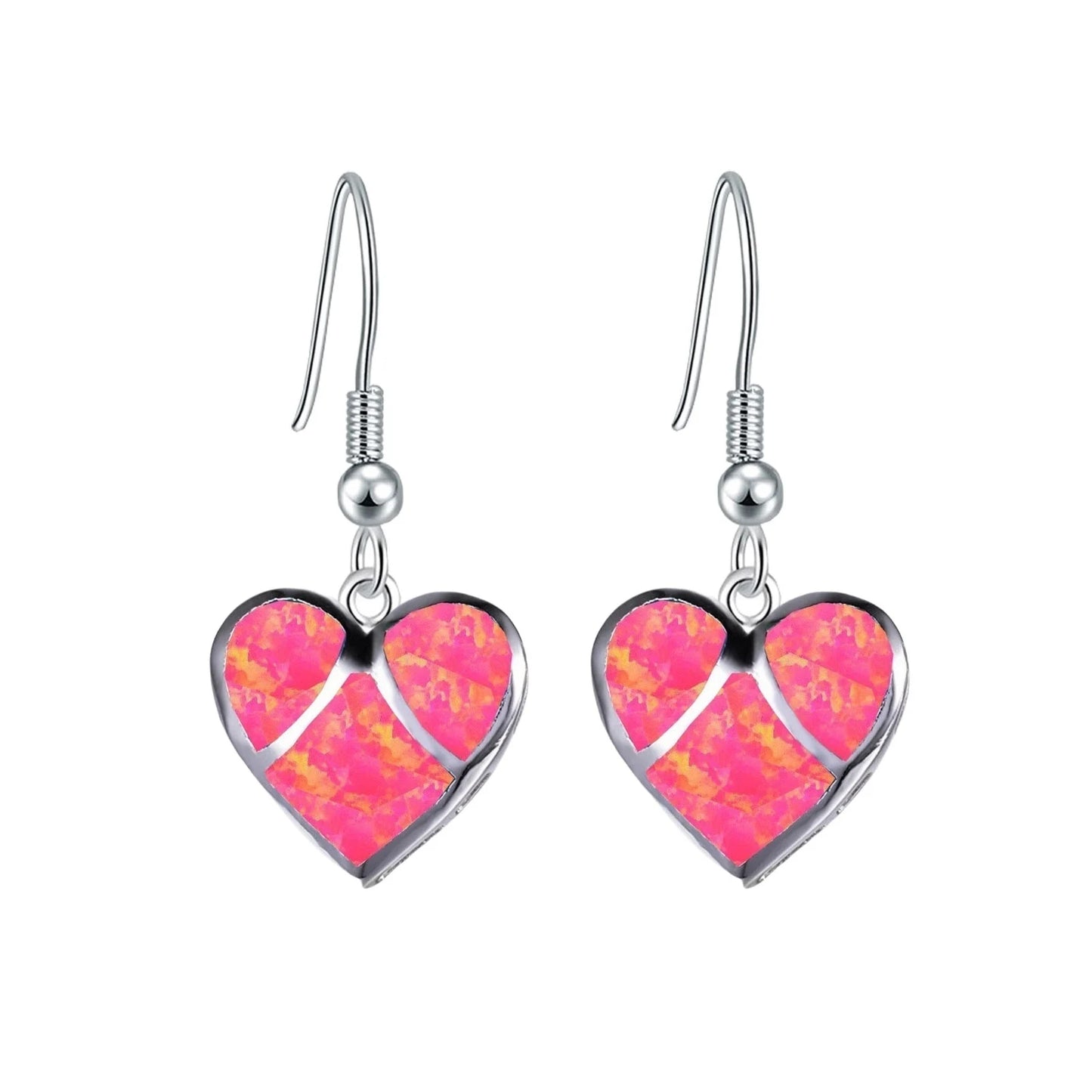 Aobao TikTok Viral Opal Heart Earrings | Purple Crystal Accent Silver Plated Women's Engagement Jewelry-Trendy Bulk