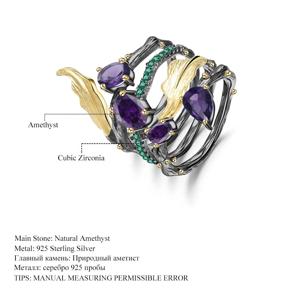 ArtistA C4524 Abiding OEM OEM Factory Natural Amethyst 925 Silver 3 Pieces Fine Jewelry Sets for Ladies