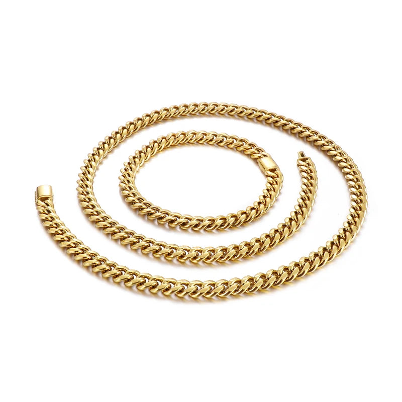 REBEL Minimalist Stainless Steel Necklace & Bracelet Jewellery Set | 60cm & 23cm