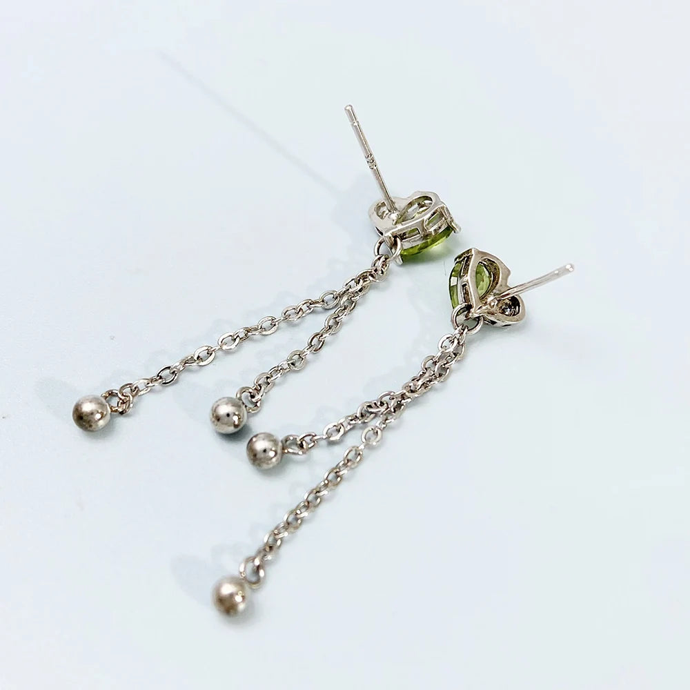 Gioiellieri Natural Peridot Drop Earrings with Sterling Silver 925 Jewelry for Women Fine Jewelry Fashion Accessories Wedding Gift