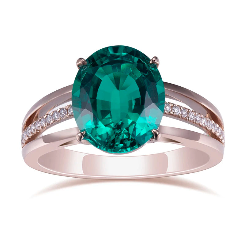 MS-583 18k Gold Custom Women Fashion 9*11mm Oval Cut Emerald Ring