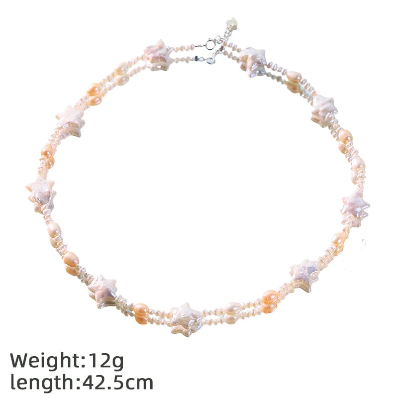 GLSEEVO Natural Freshwater Star Shape Pearl Jewelry Set for Women Birthday Party Pearl Necklace Bracelet Set Fashion Jewelry