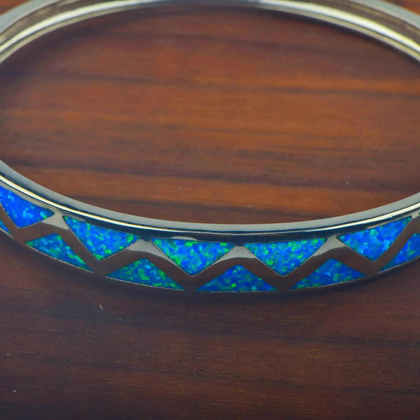 pink Opal Bangle Aobao Geometric Inlaid Silver Tone Fashion Jewelry