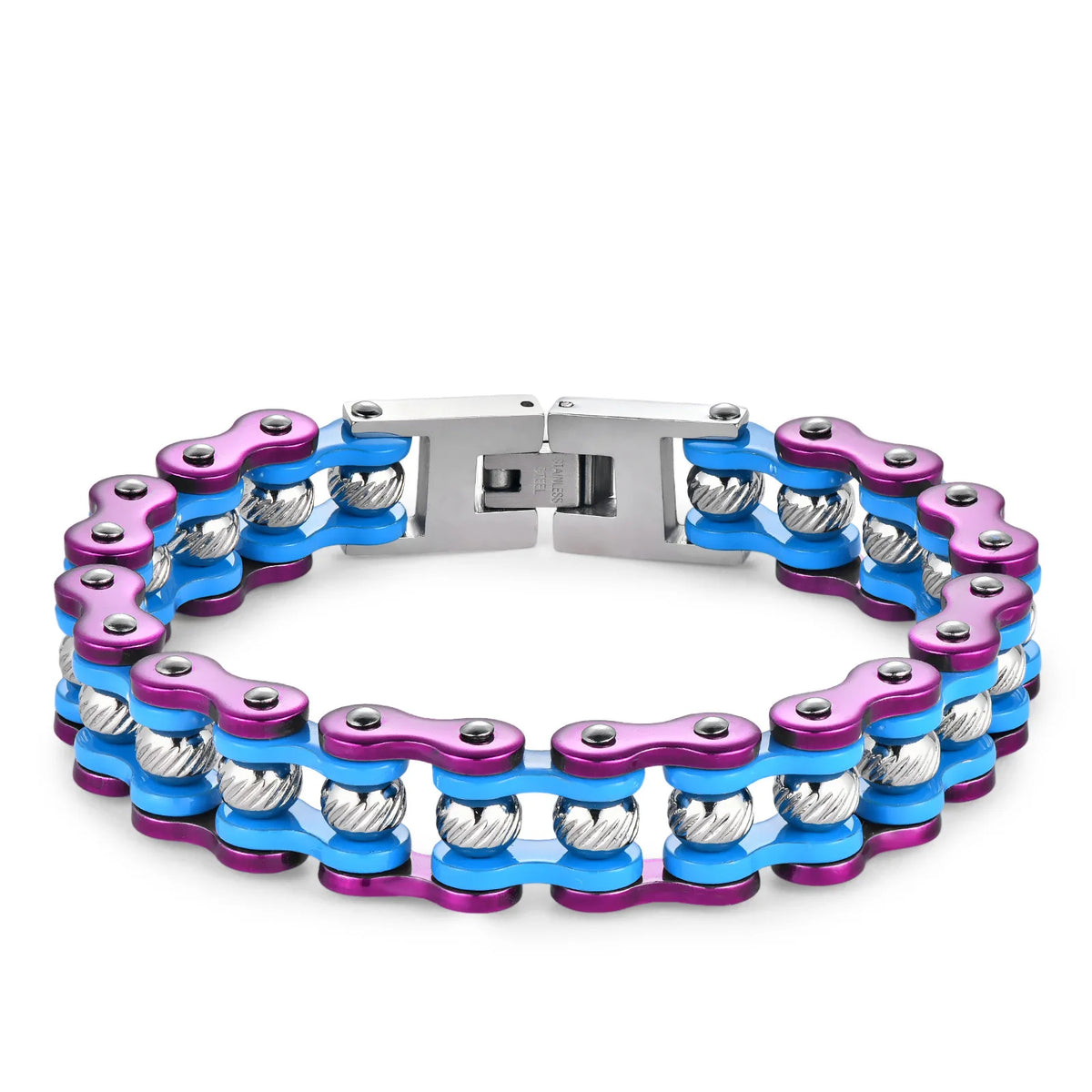 REBEL European American Men's Trendy Rock Style Bicycle Bracelet Hip-Hop Geometric Stainless Steel