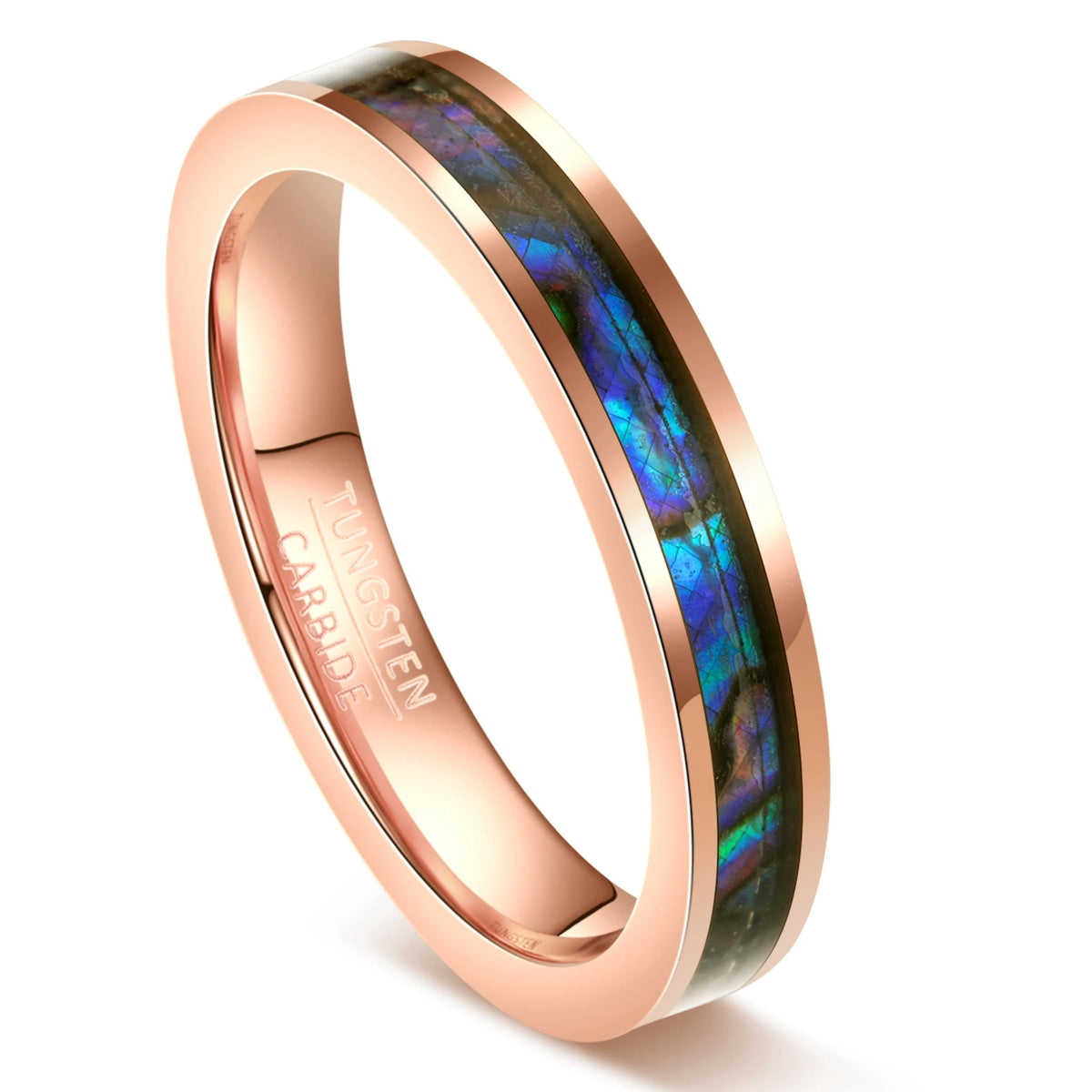 REBEL 4mm Golden Rose Golden Two Colors Optional Inlaid Abalone Shell Paper Tungsten Men's or Lady's Unisex Ring Jewelry Gift