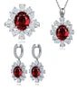 S&S Lab Grown Ruby 925 Silver Bridal Jewellery Set | Oval Cut Vintage Ring, Necklace & Earrings | S&S Collection