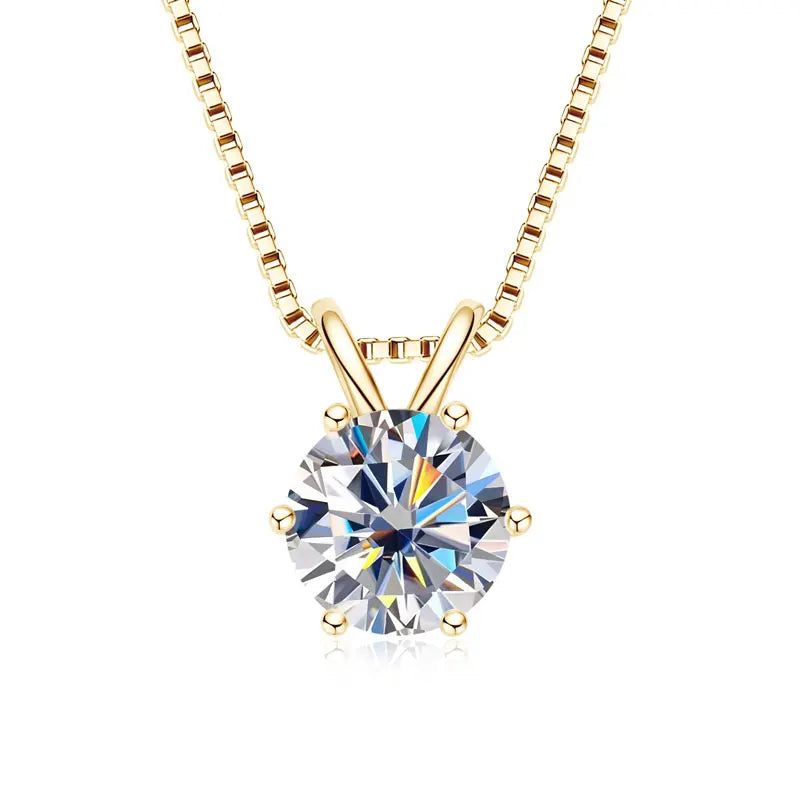 S&S Moissanite Solitaire Six-Claw Pendant Necklace – Collection