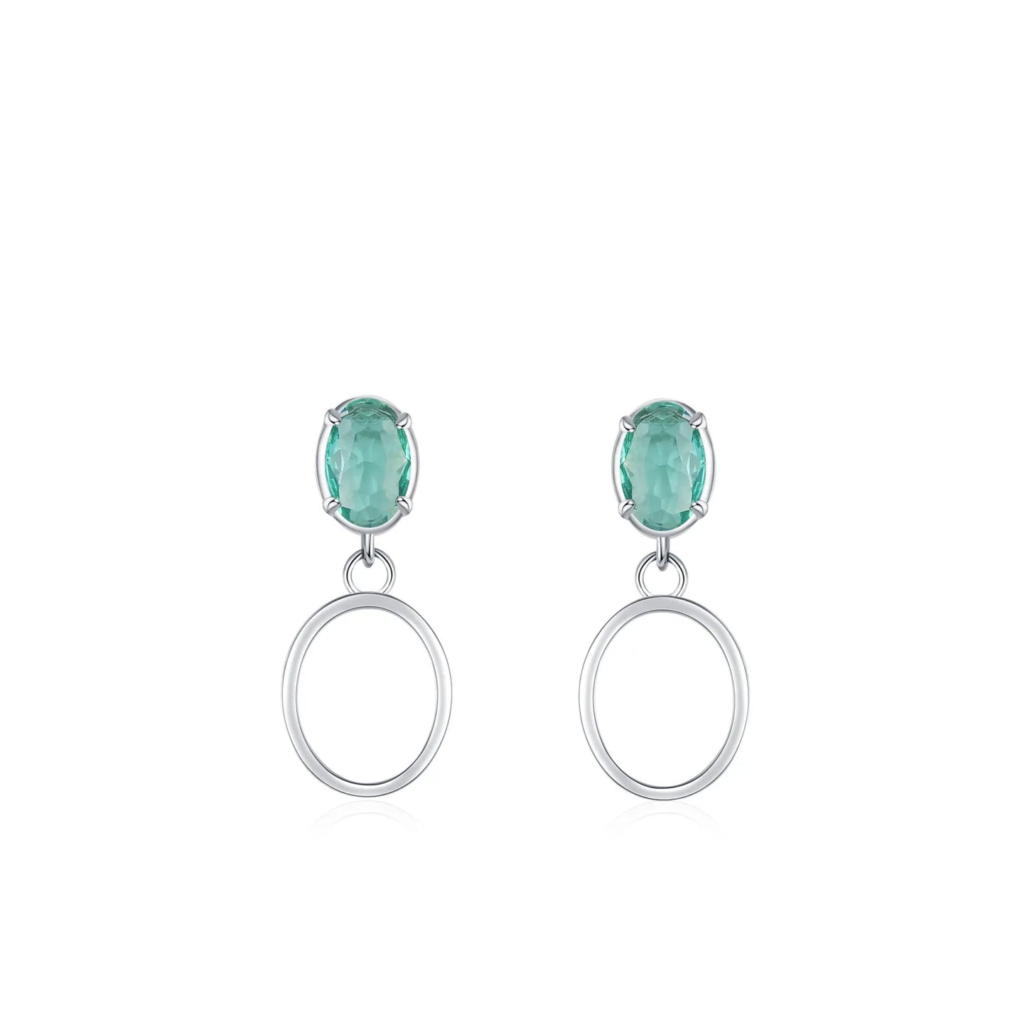 925 Sterling Silver Fresh Blue-green Jewelry Set Fashion Temperament Advanced Paraiba Earring Ring Gift Set