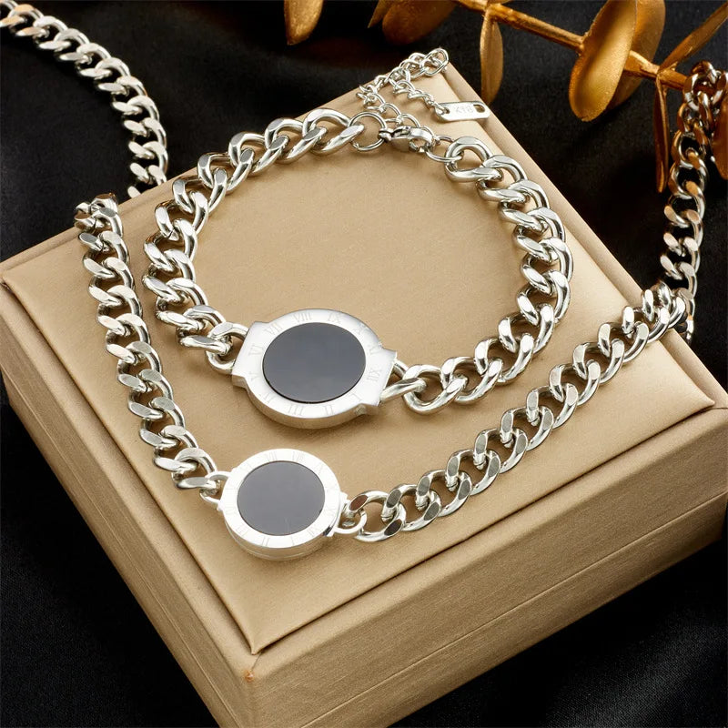 Chain Necklace & Bracelet Jewellery Set | Gold & Silver | Waterproof Everyday Luxury Set