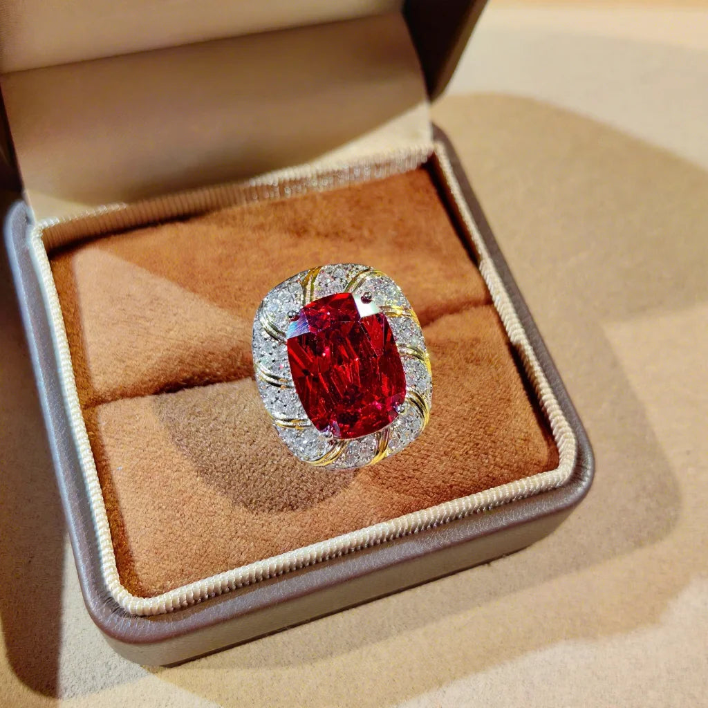 S&S Silver Plated Zircon Romantic Jewellery Set | Red & Champagne