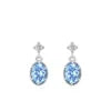 S925 Sterling Silver Dreamy Sea Blue Oval Zircon Necklace Earrings Jewelry Set | Party Birthday Gift 2-Piece Set for Women