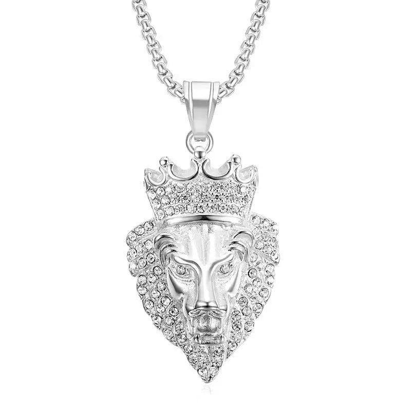 Hip Hop Lion Head CZ Zircon 316 Stainless Steel Pvd 18K Gold Plated Pendant Jewelry Fine Fashion Jewelry Necklace for Men Women